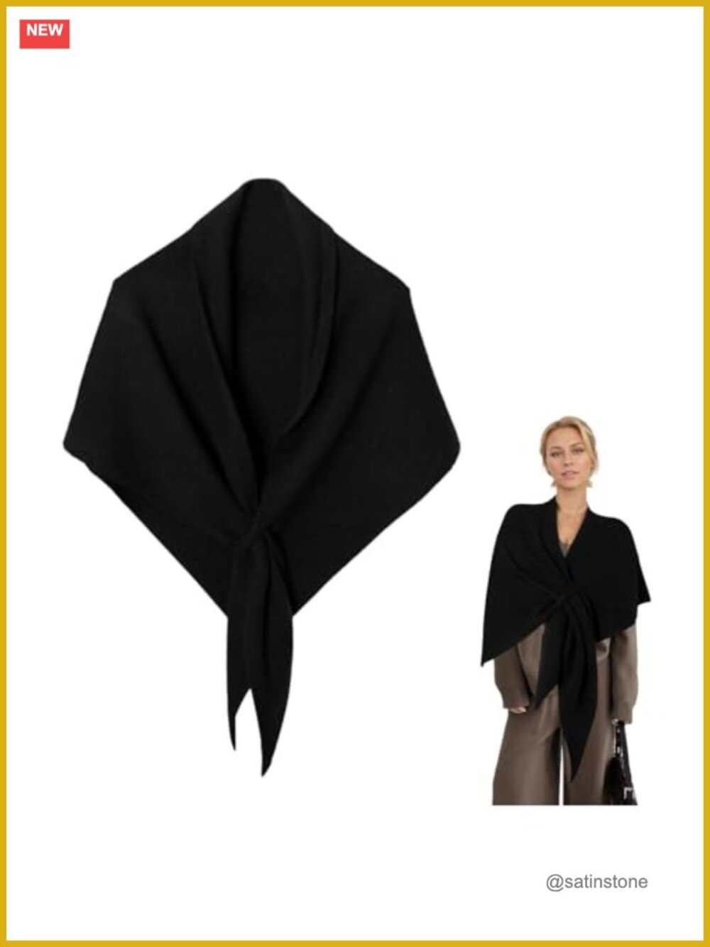 Knitted Shawl Wrap for Women Soft Triangle Winter Scarf Cape Poncho Open Front
